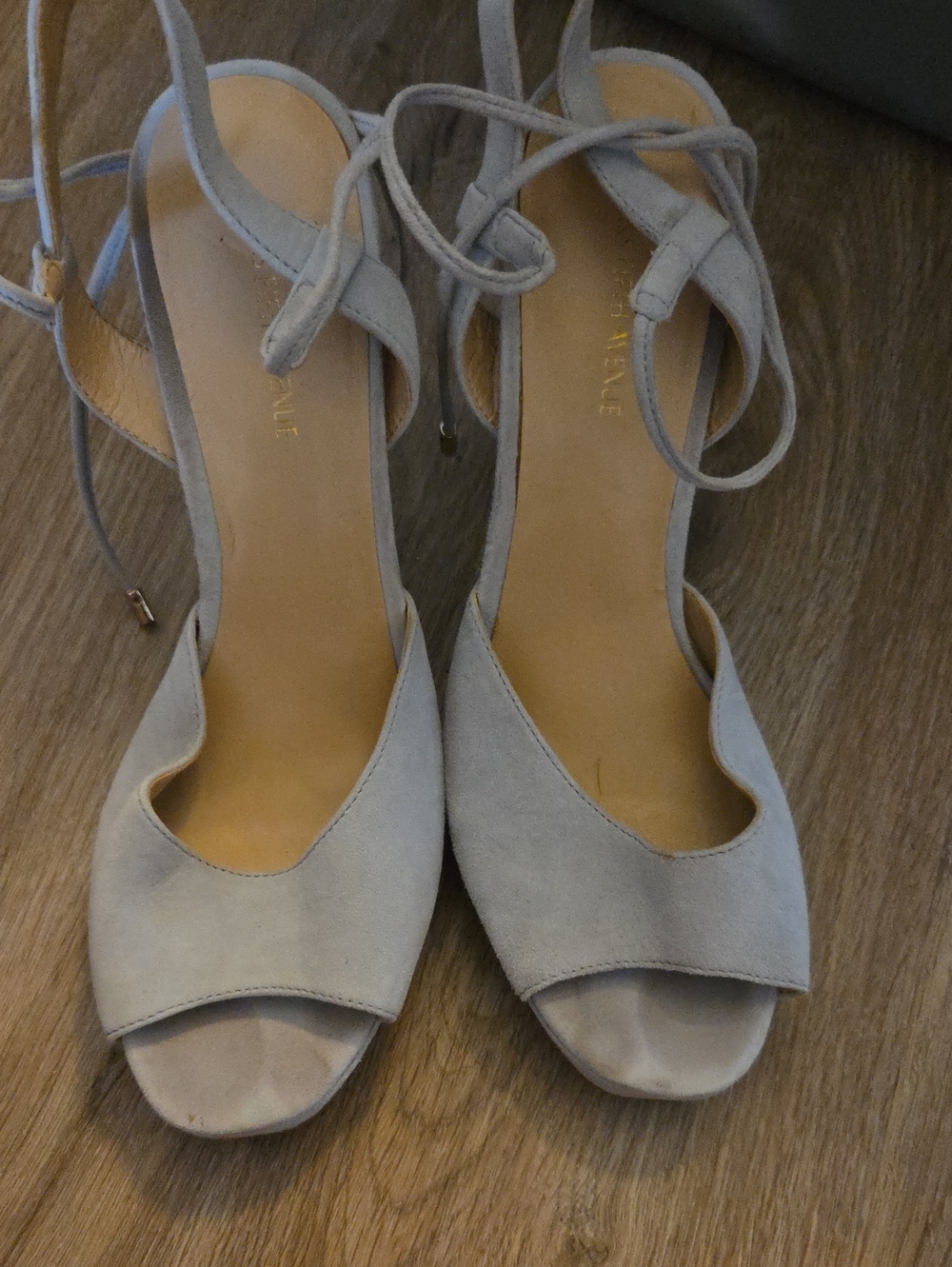 Saks fifth avenuw Women's Light Gray Suede Lace-Up Open-Toe Heels